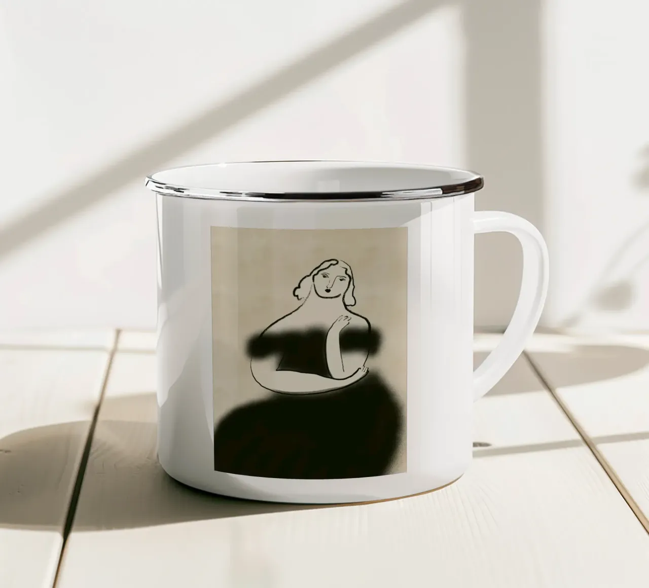 Portamento nero tazza in smalto da Little Dean