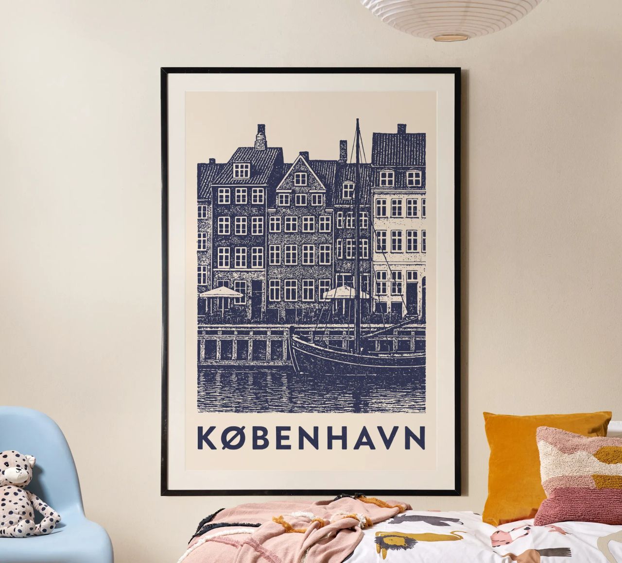 Hafenblick Kopenhagen – Linocut Series poster da Studio Mooodz