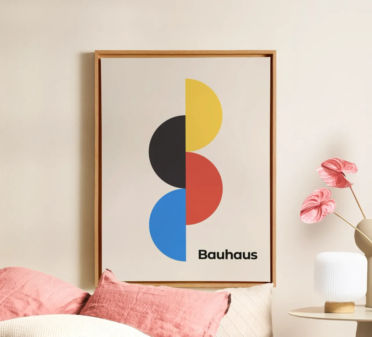 Bauhaus Halve Cirkels Tentoonstelling canvas met Baklijst van Paigaam Studio