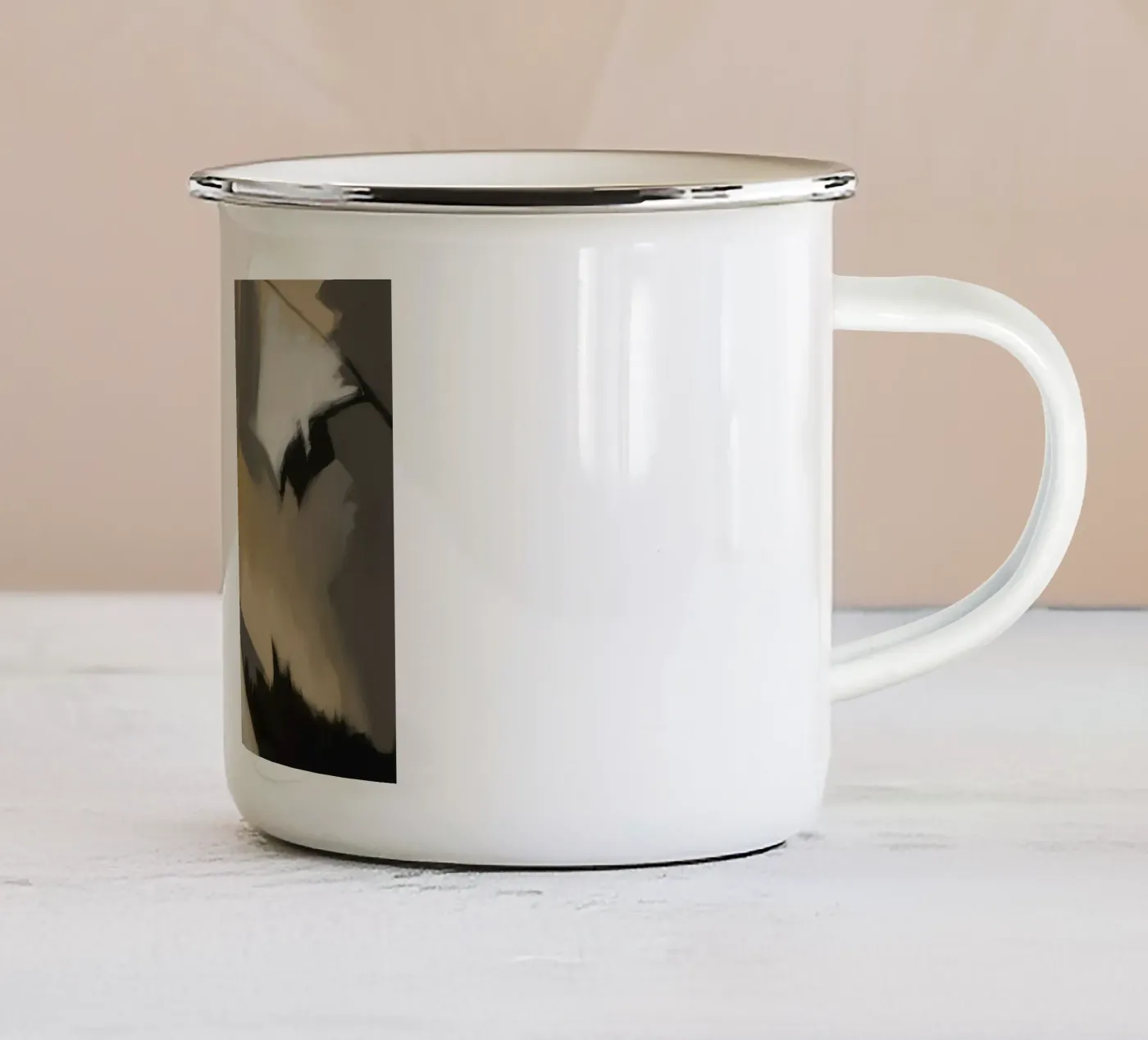 Split Silence Ember enamel mug by Monarch Arc