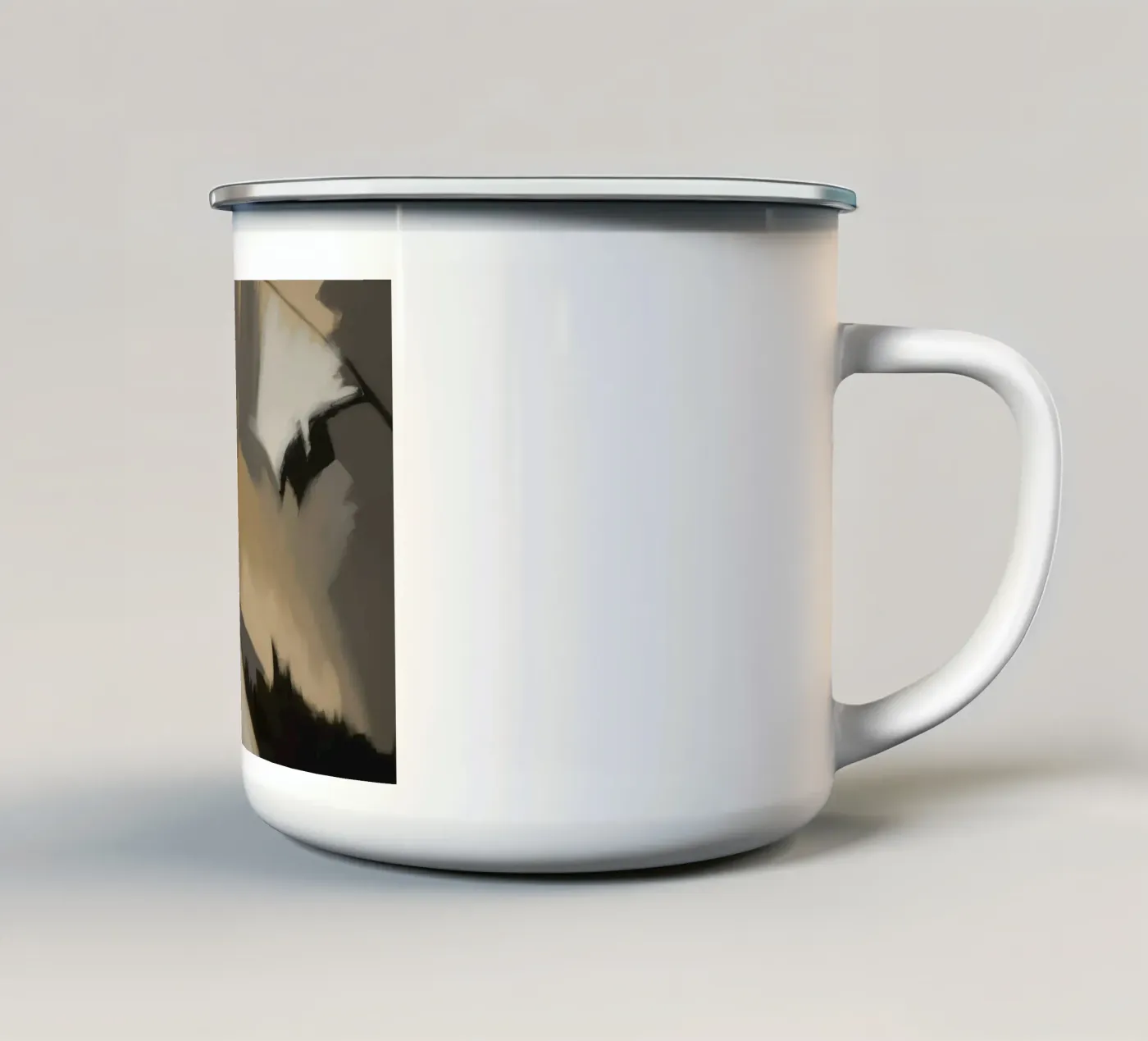 Split Silence Ember enamel mug by Monarch Arc