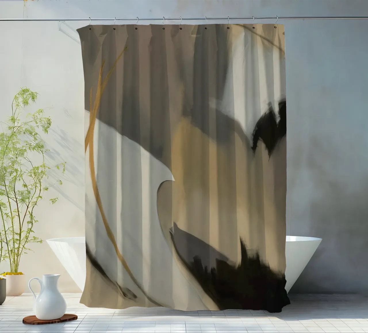 Split Silence Ember Duschvorhang von Monarch Arc