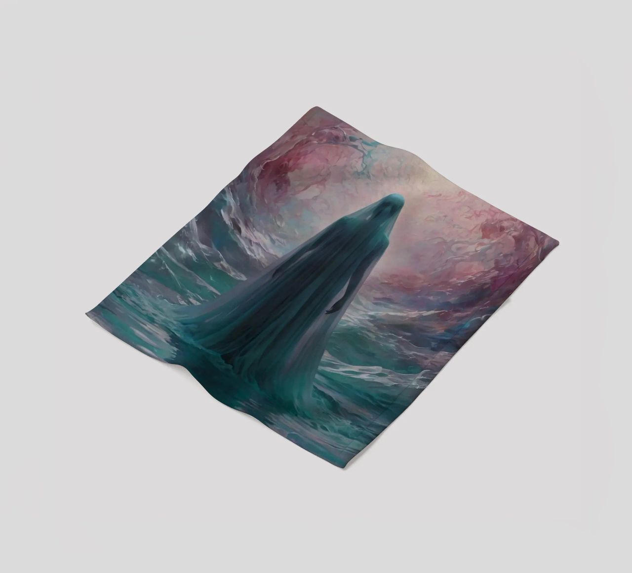 womanin flowing gown stands in calm waters coperta in pile da DesignDoodle