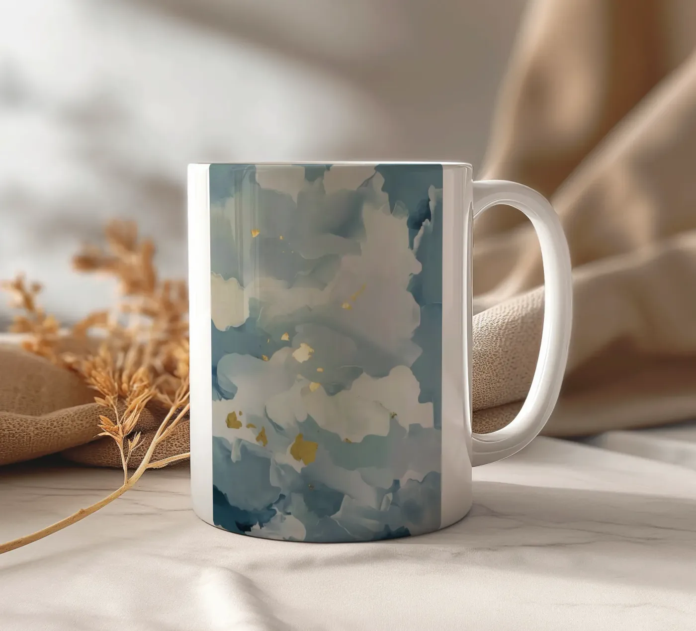 Blue Cloud Flicker ceramic mug by Monarch Arc
