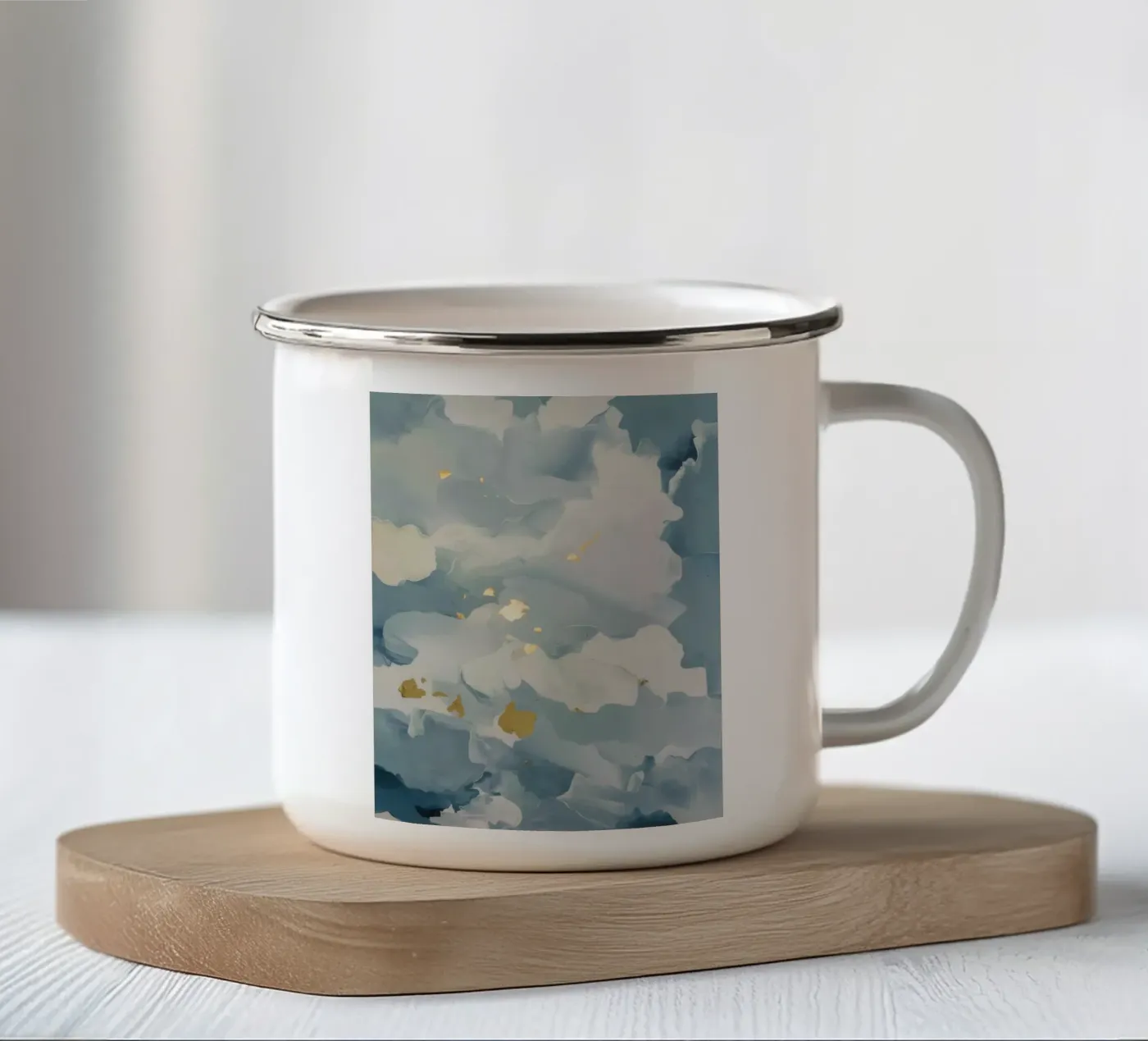 Blue Cloud Flicker enamel mug by Monarch Arc