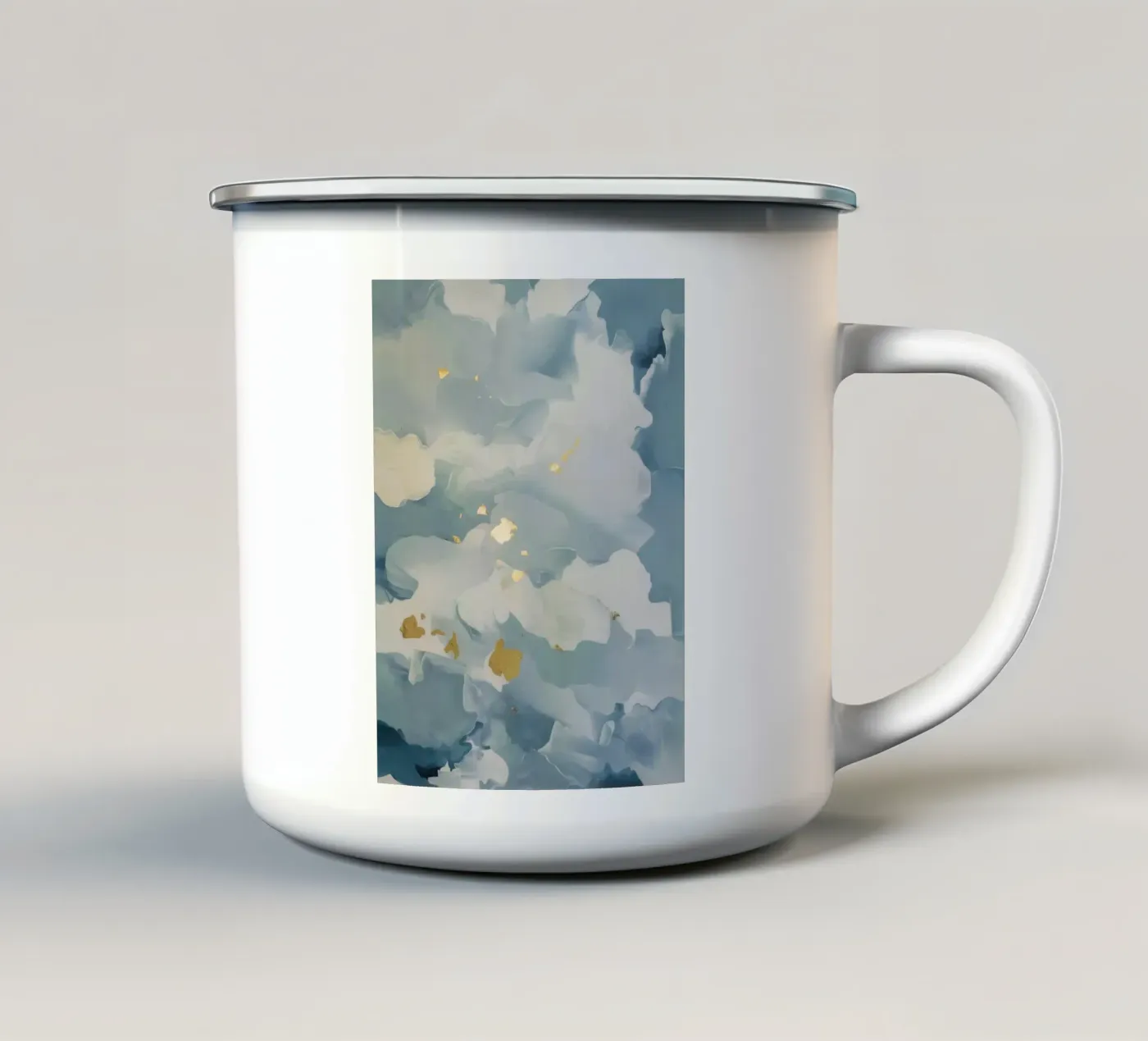 Blue Cloud Flicker enamel mug by Monarch Arc