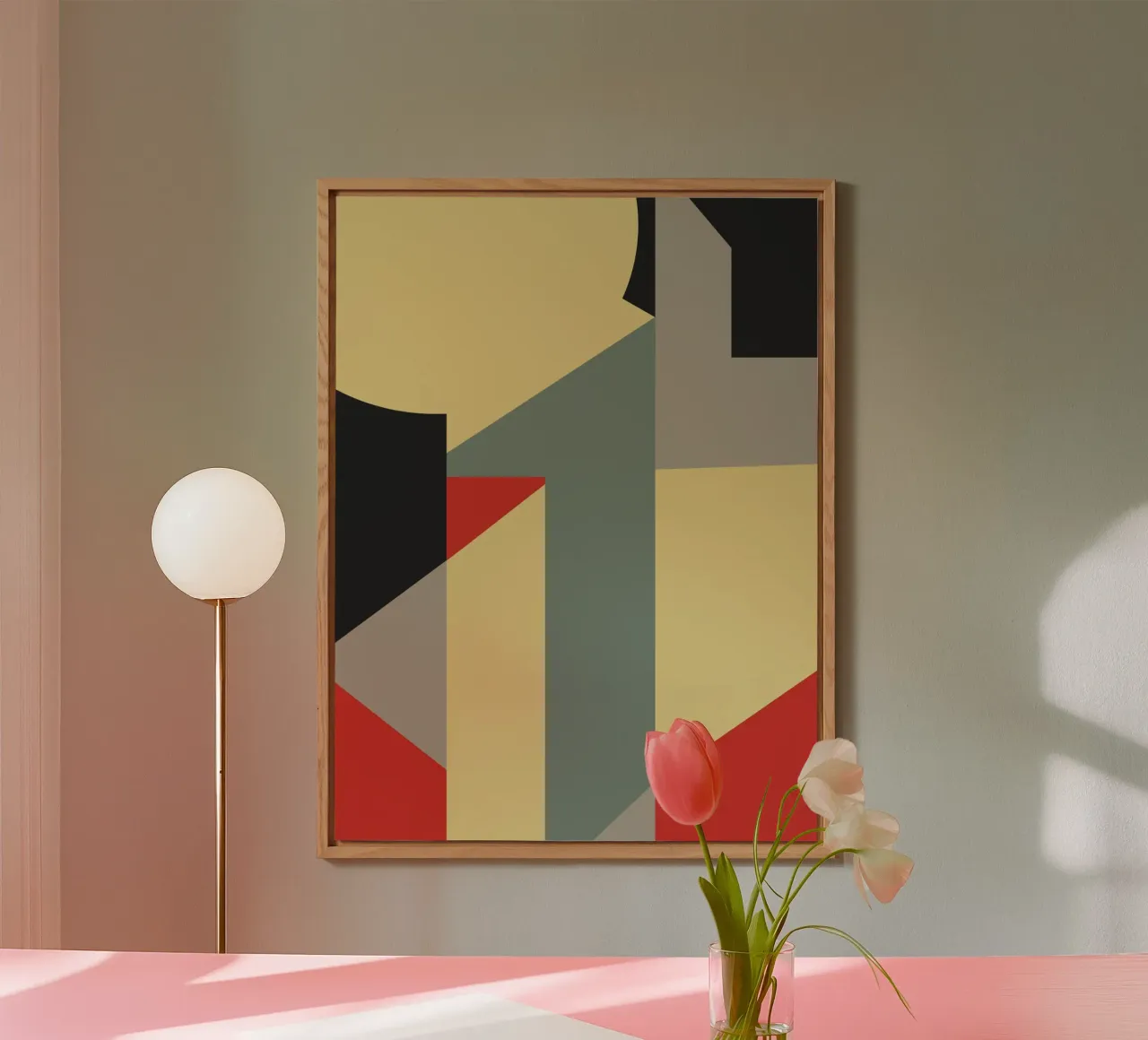 Muted tone retro geometry alu-dibond by Little Dean