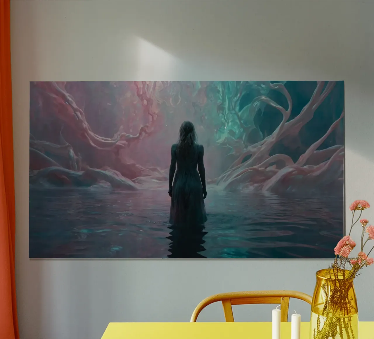 A lone figure stands in reflective waters surrounded poster by DesignDoodle