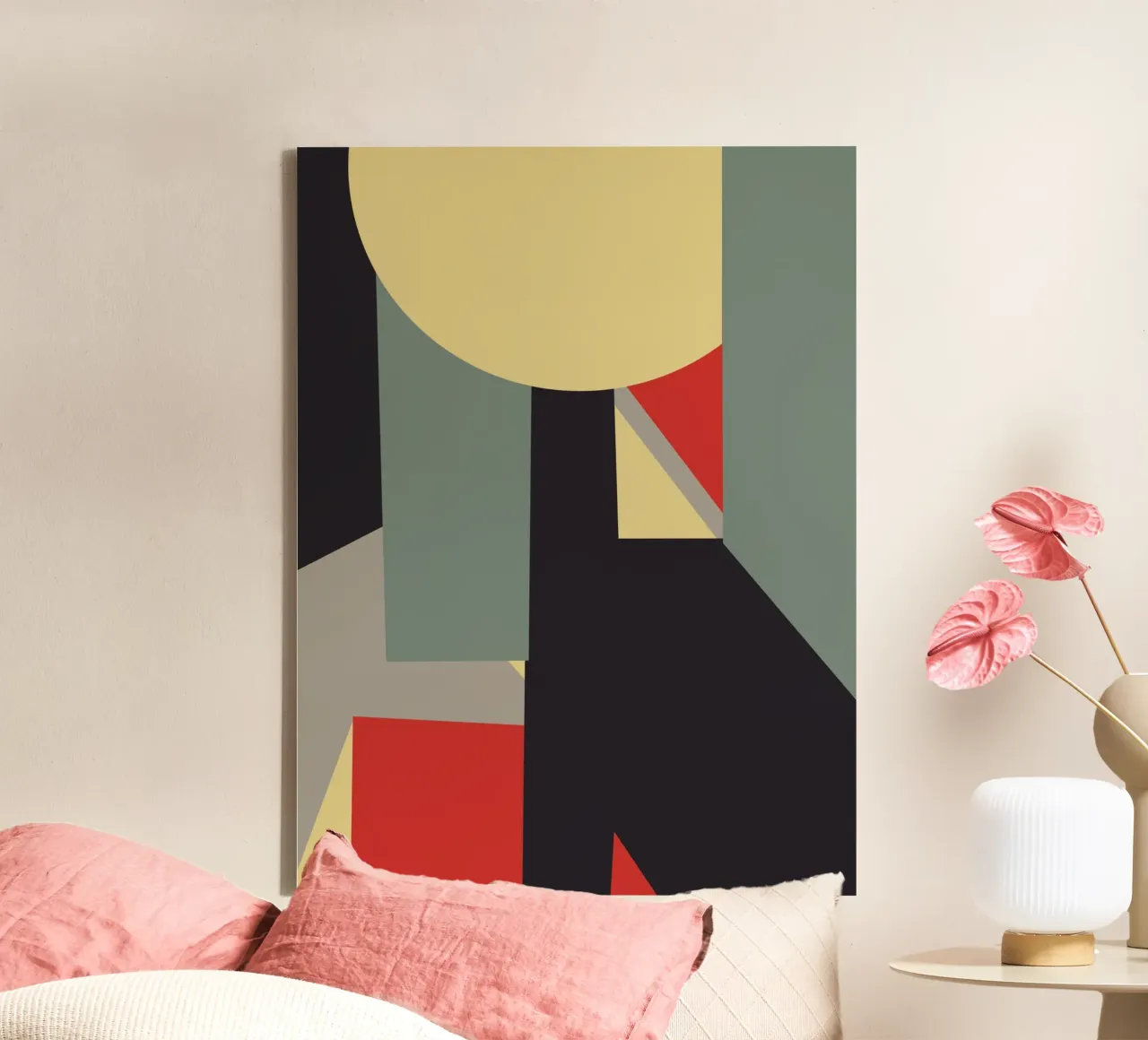 Muted tone retro geometry 02 canvas by Little Dean