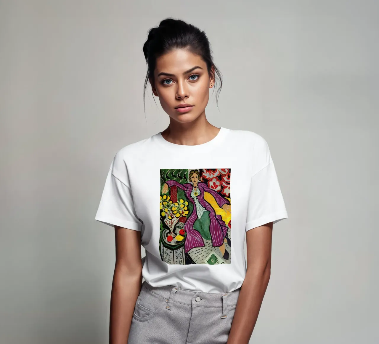 Woman in a Purple Coat t-shirt by Vonda Shop