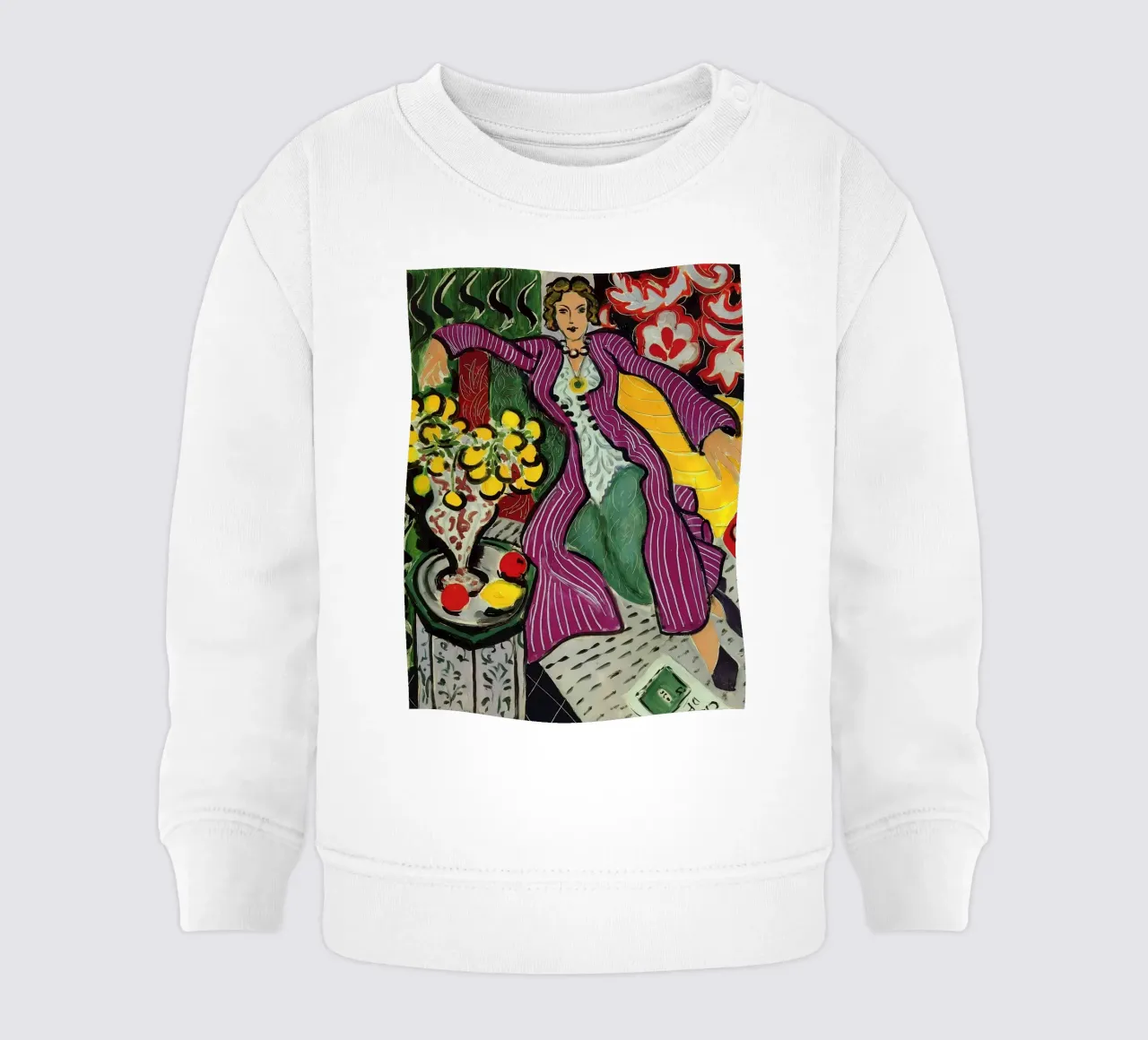 Donna con cappotto viola felpa neonato da Vonda Shop