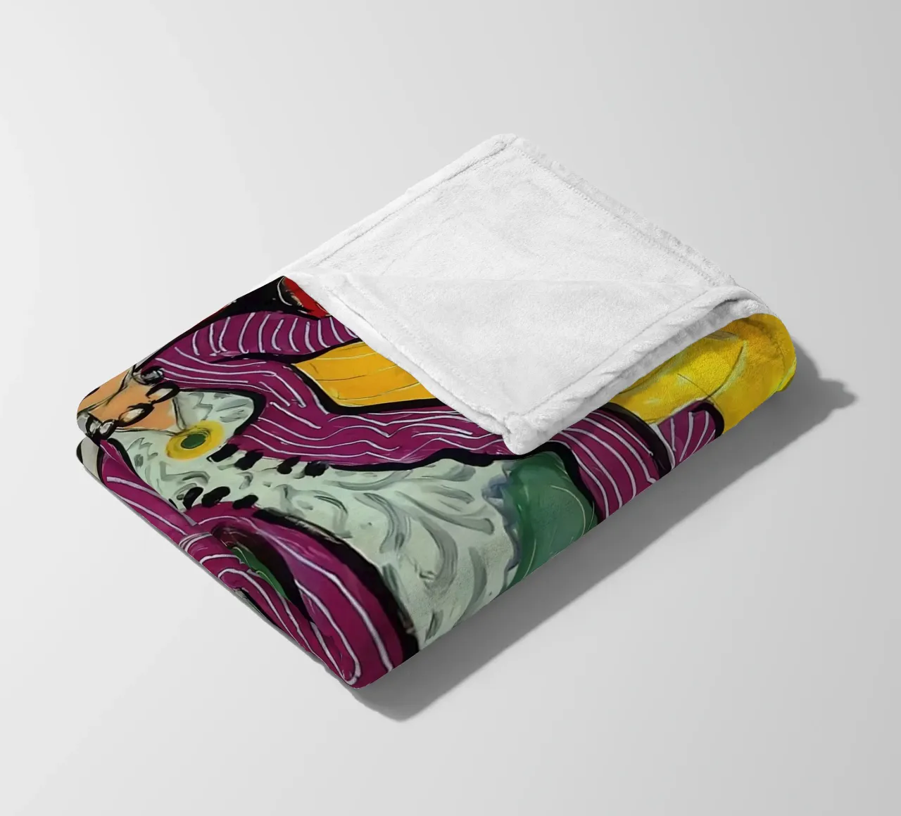 Woman in a Purple Coat fleece blanket by Vonda Shop