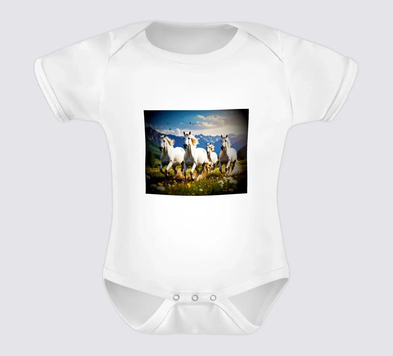 Quatre chevaux qui galopent. Vignette body neonato maniche corte da Thierry vobmann photography