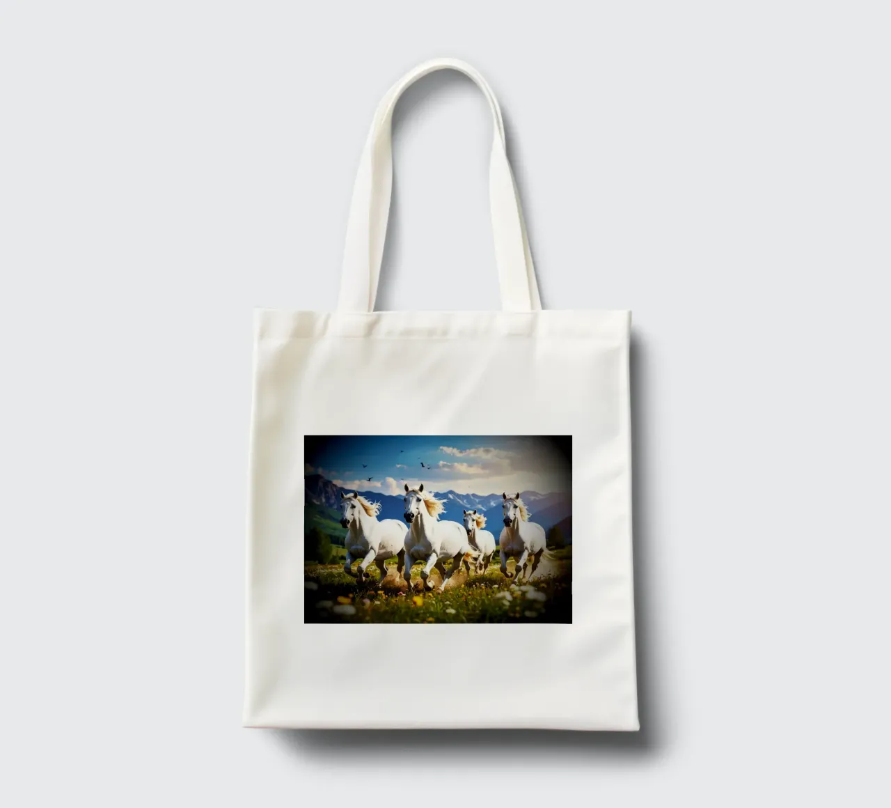 Quatre chevaux qui galopent. Vignette borsa in juta da Thierry vobmann photography