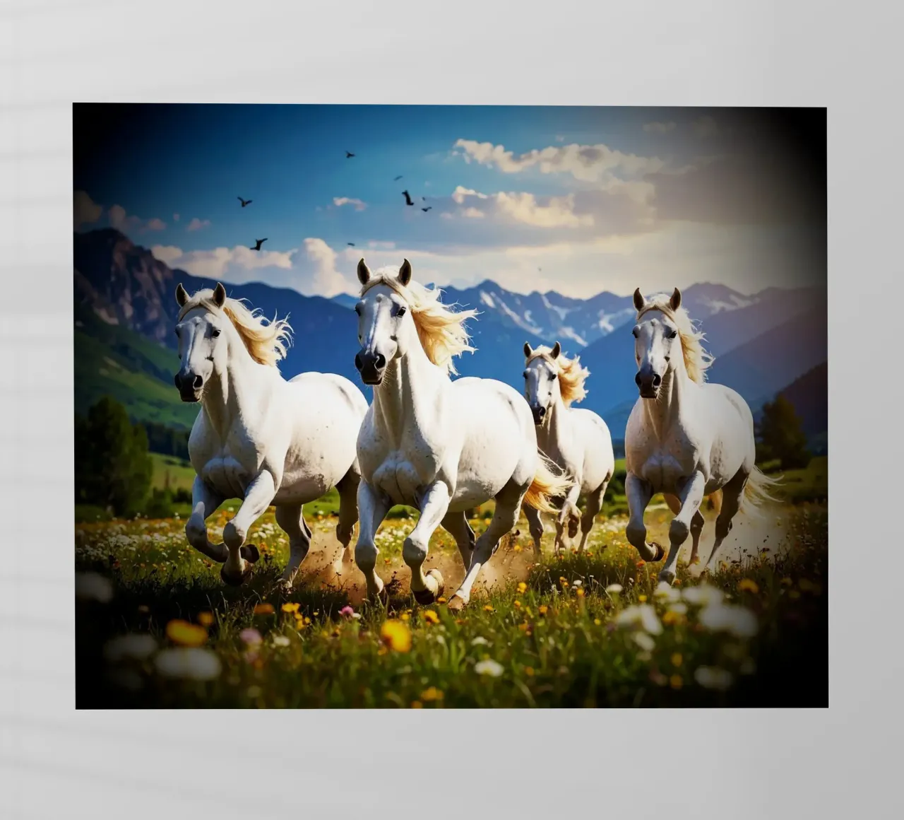 Quatre chevaux qui galopent. Vignette pellicola backlit da Thierry vobmann photography