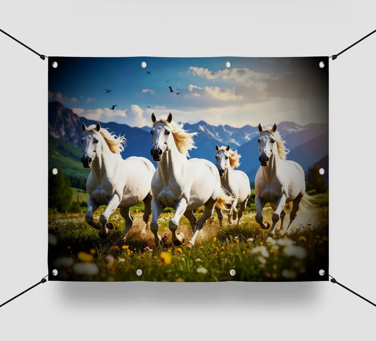 Quatre chevaux qui galopent. Vignette telo in pvc da Thierry vobmann photography