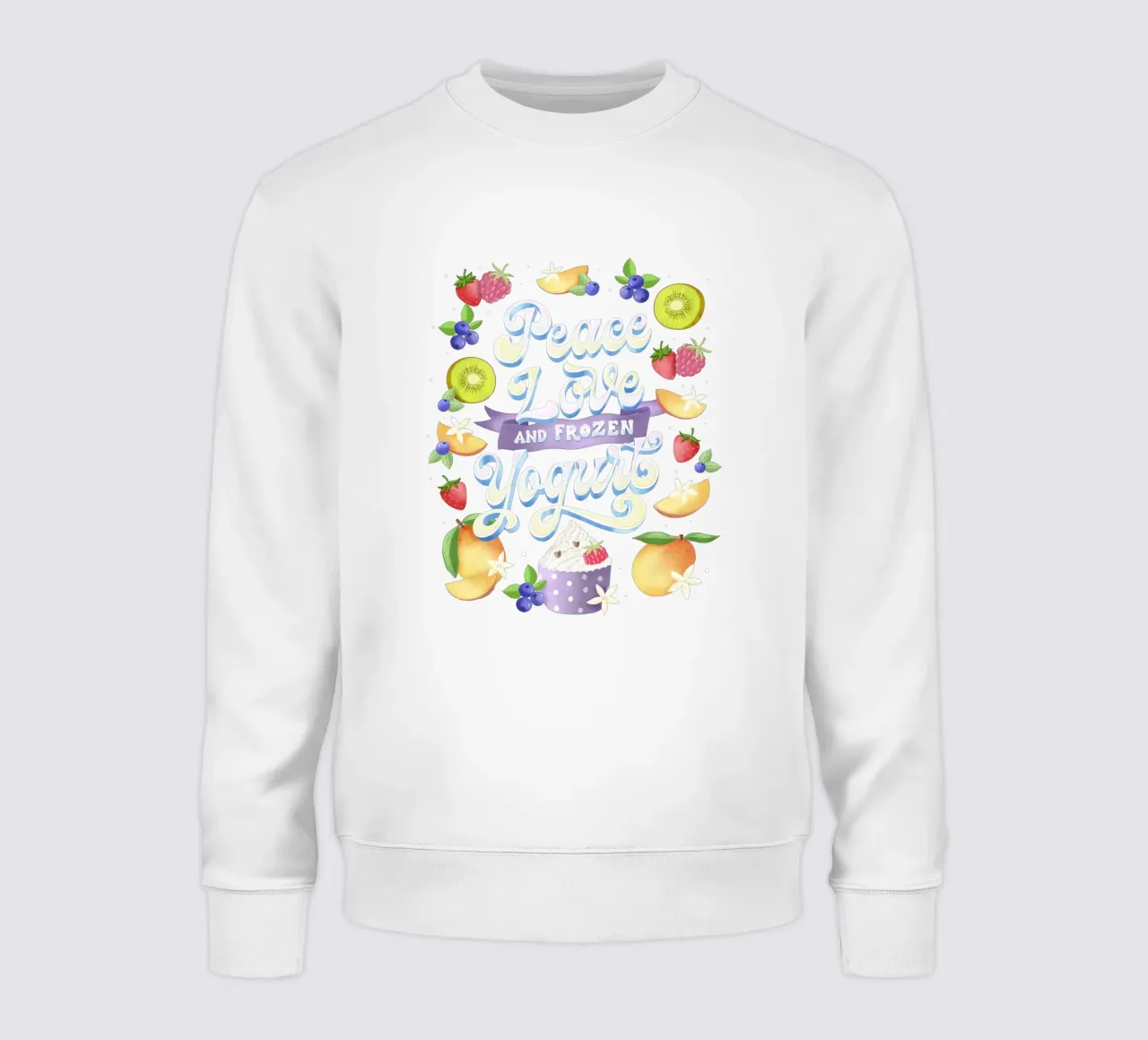 Pace, amore e frozen yogurt. Frutta, divertimento e scritte felpa da CalliLetters