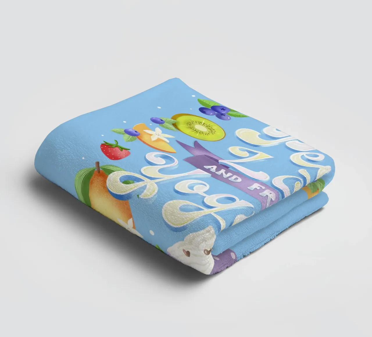 Pace, amore e frozen yogurt. Frutta, divertimento e scritte asciugamano da bagno da CalliLetters