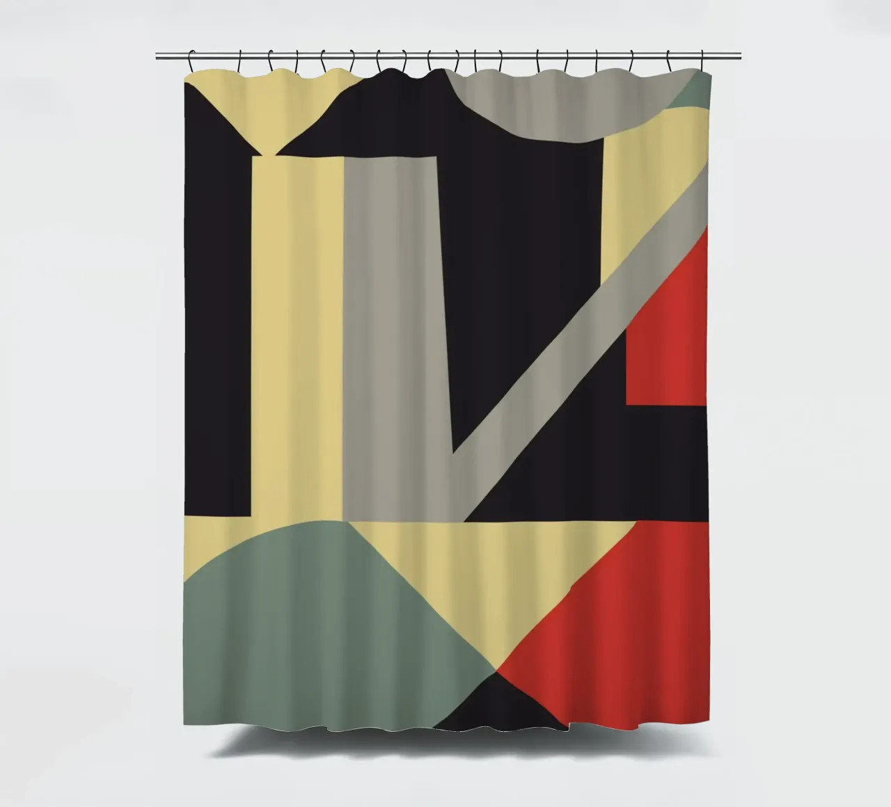 Muted tone retro geometry 03 shower curtain by Little Dean