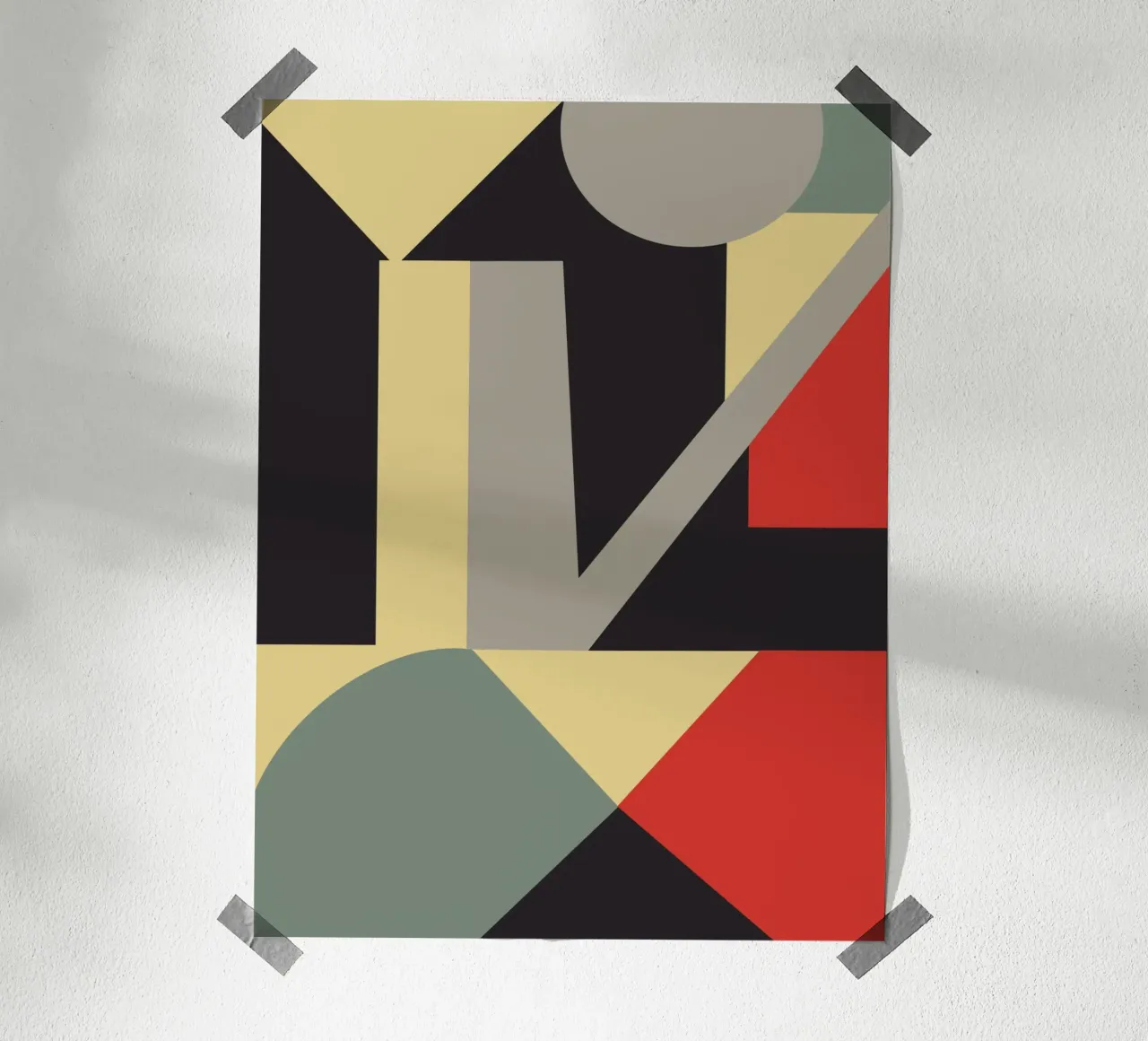 Geometria retrò dai toni tenui 03 poster con telaio in plastica da Little Dean