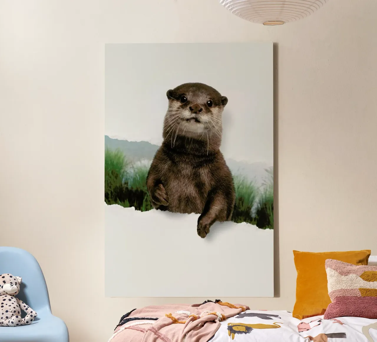 Otter Torn Paper tela con Cornice a cassetta da JONAS LOOSE KIDS