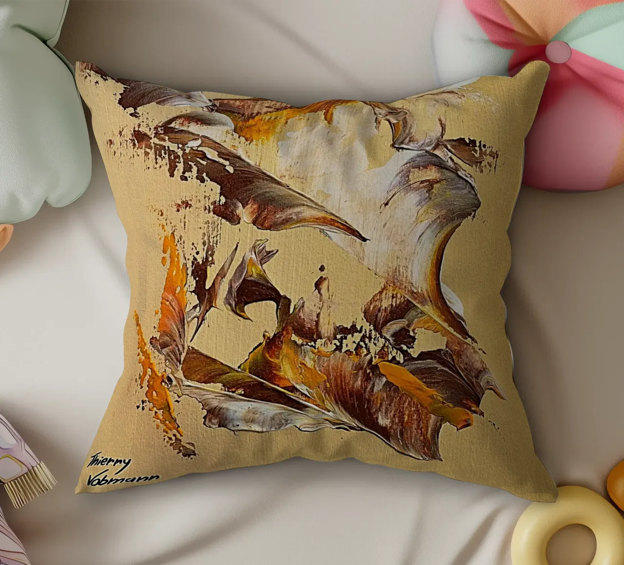 MESSAGE FROM THE HEART 36 cuscino da Thierry Vobmann Abstract painting