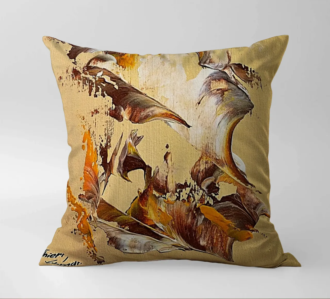MESSAGE FROM THE HEART 36 decorative cushion by Thierry Vobmann Abstract painting