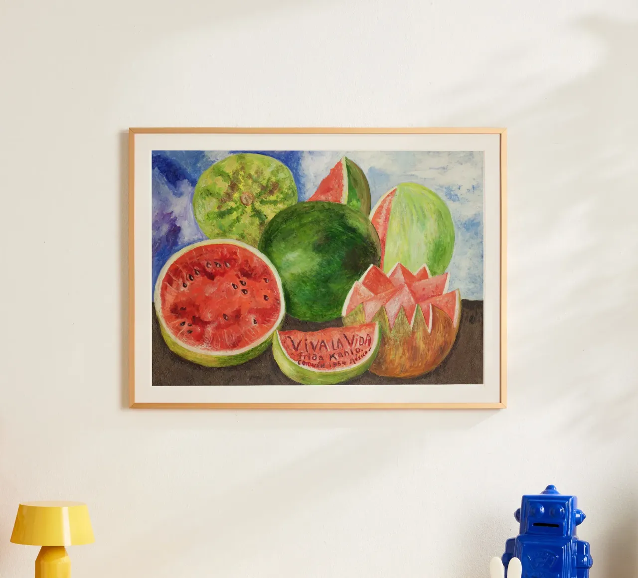 Viva la Vida, angurie - di Frida Kahlo poster con telaio in alluminio da Venus Art