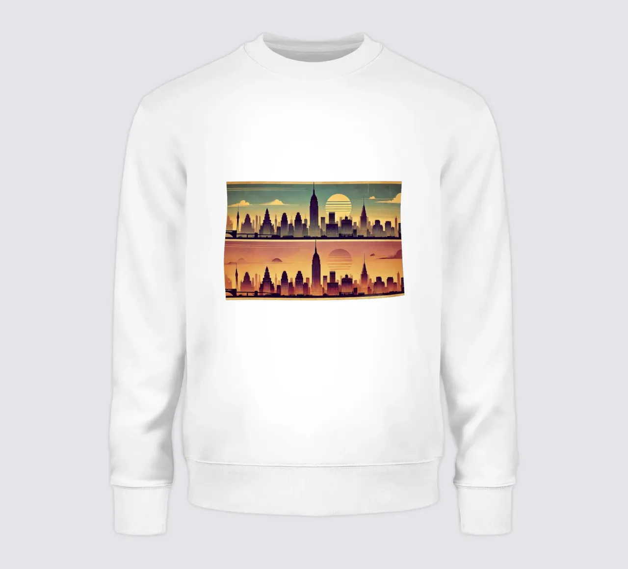 Poster d'epoca con skyline al tramonto felpa da Chromatic Fusion Studio