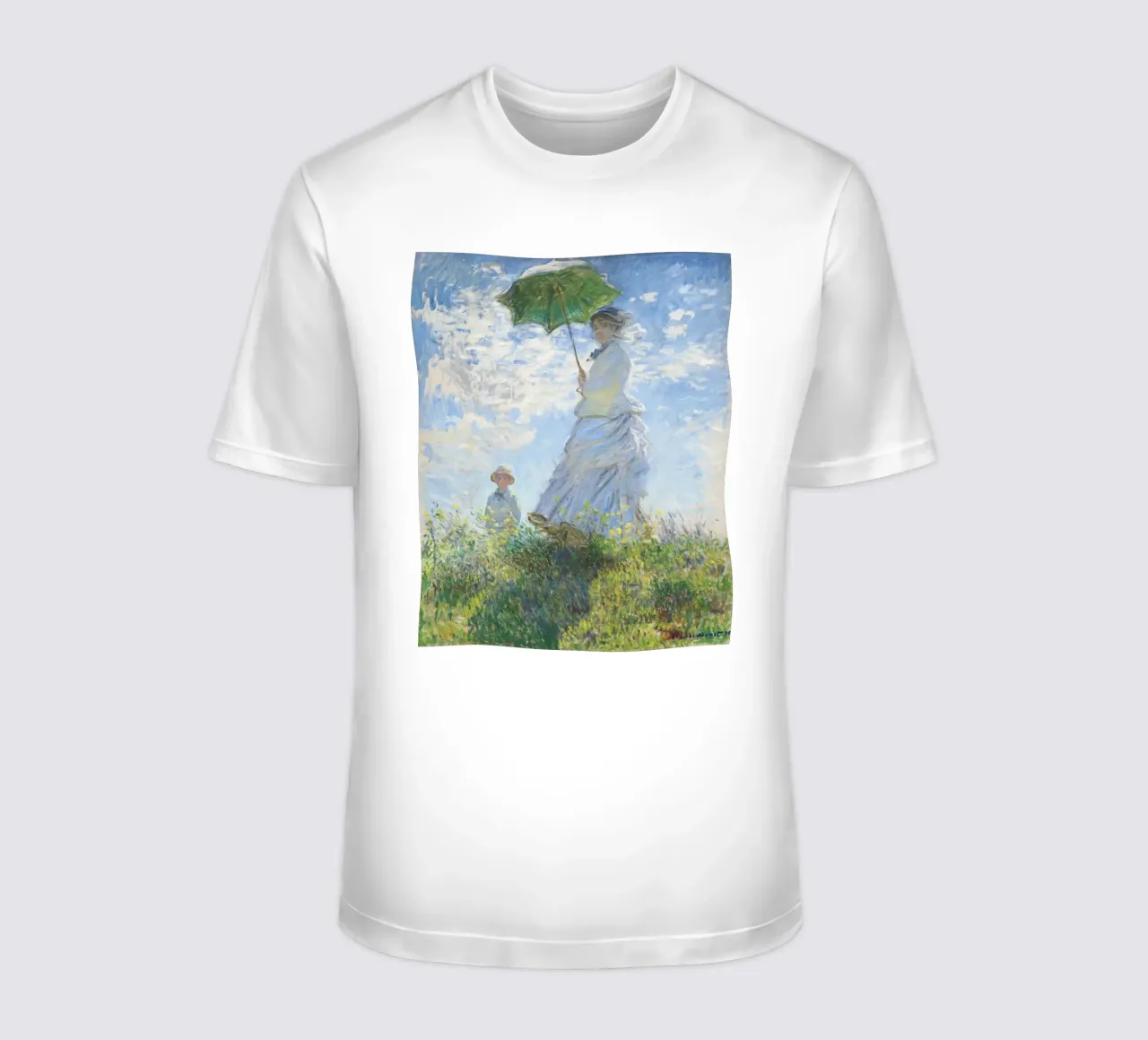 Parasol (The Stroll) by Claude Monet (1875) Art Print t-shirt by Classic Art Prints
