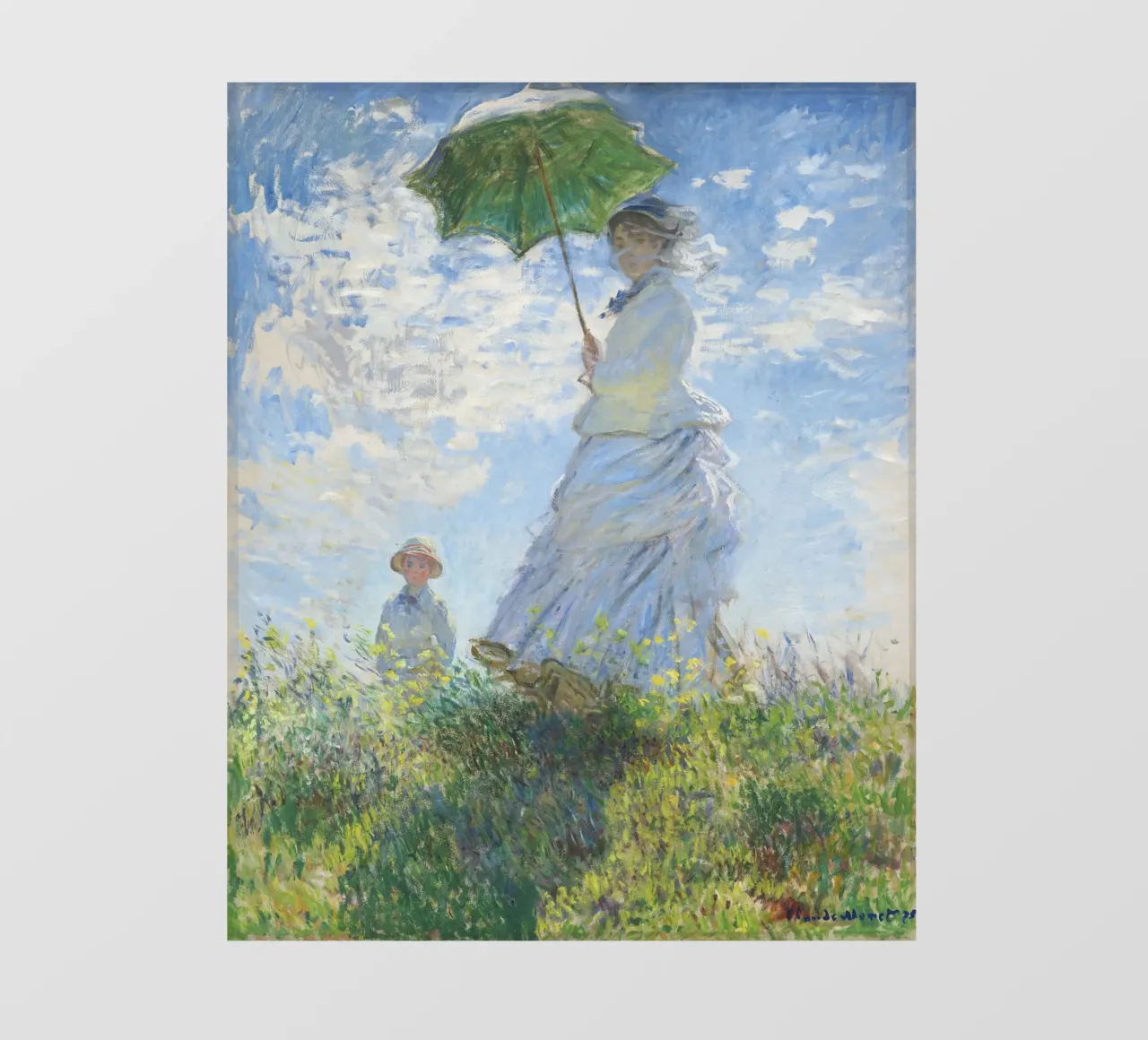 Sonnenschirm (Der Spaziergang) von Claude Monet (1875) Kunstdruck Fototapete von Classic Art Prints