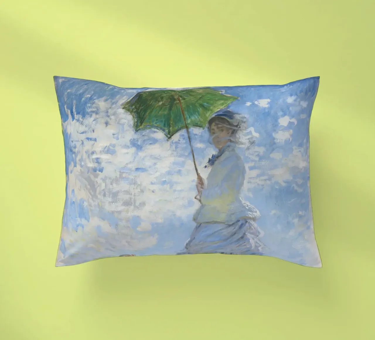 Parasol (The Stroll) by Claude Monet (1875) Art Print decorative cushion by Classic Art Prints