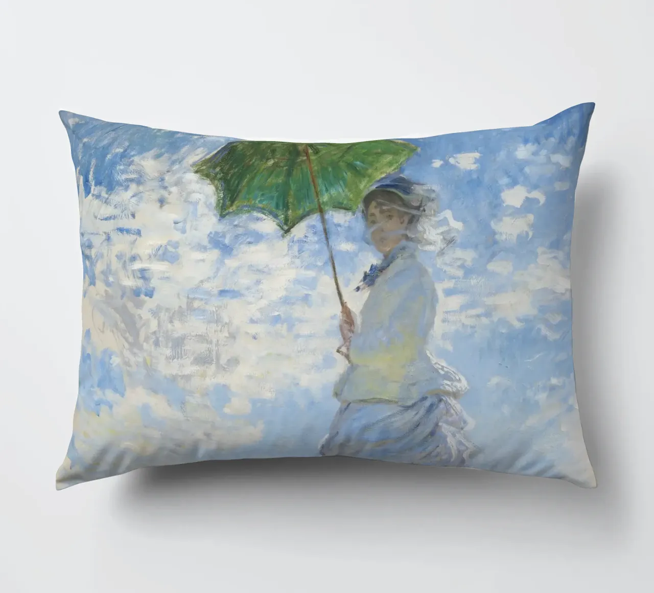 Parasol (The Stroll) by Claude Monet (1875) Art Print decorative cushion by Classic Art Prints