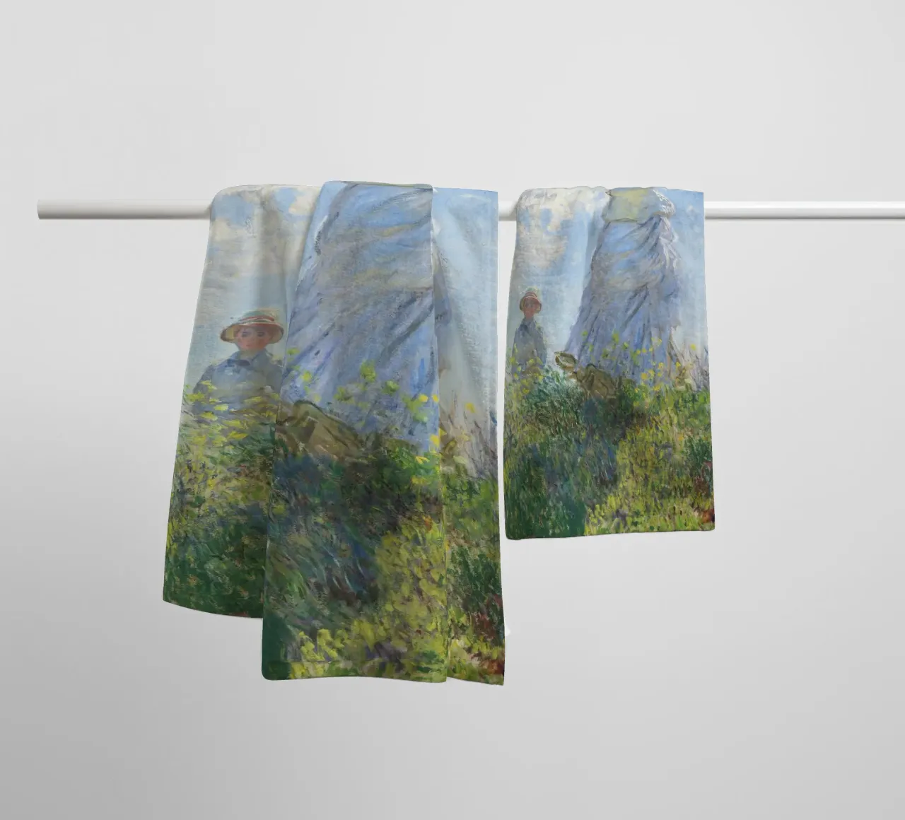 Parasol (The Stroll) by Claude Monet (1875) Art Print towel by Classic Art Prints