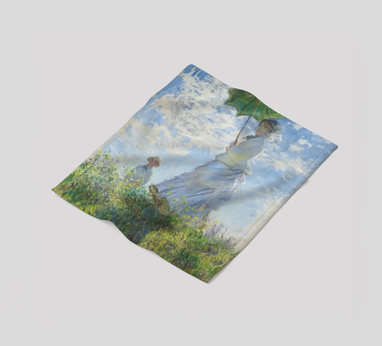 Parasol (The Stroll) by Claude Monet (1875) Art Print fleece blanket by Classic Art Prints