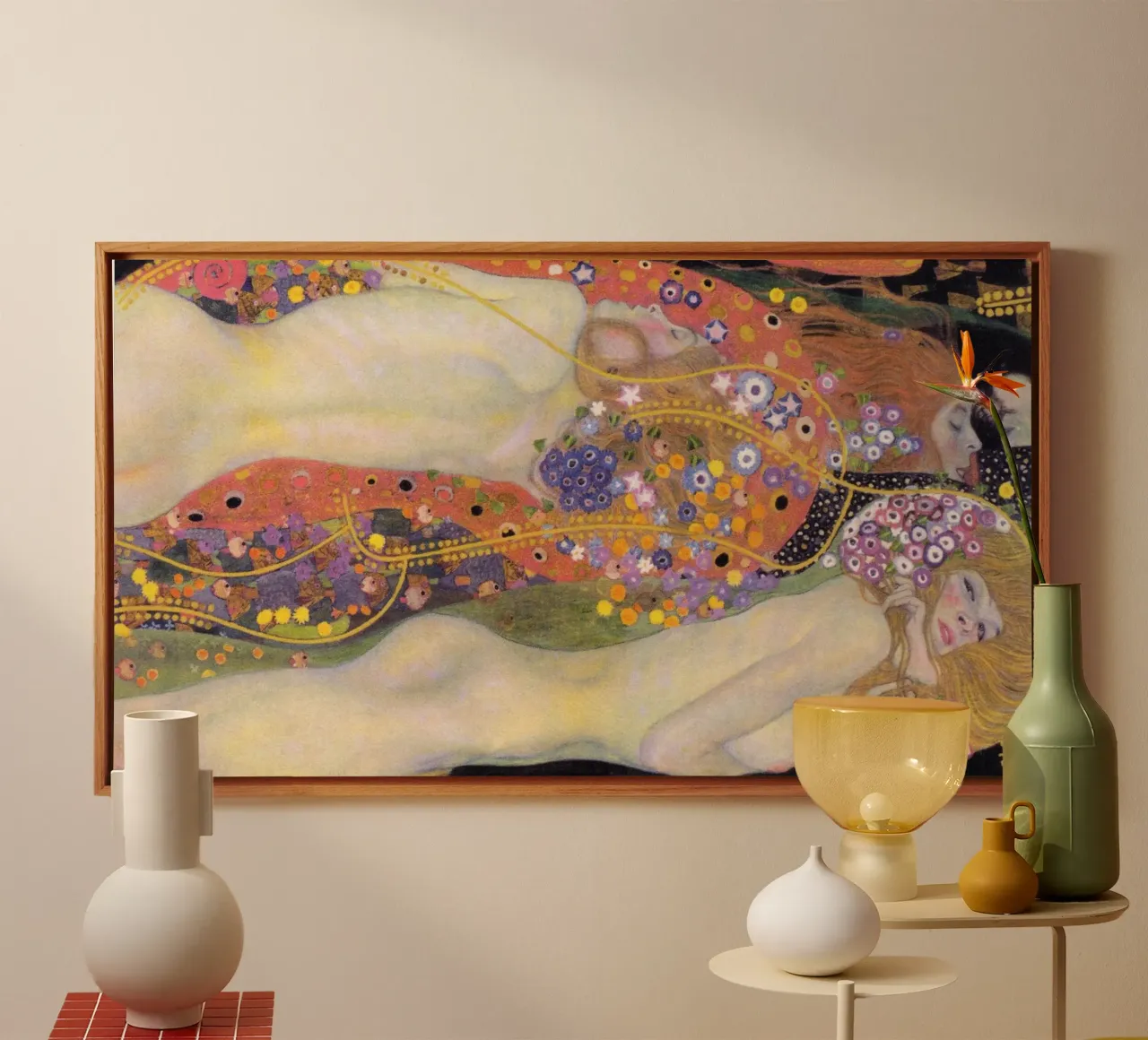 Serpenti d'acqua I e II" di Gustav Klimt tela con Cornice a cassetta da Classic Art Prints