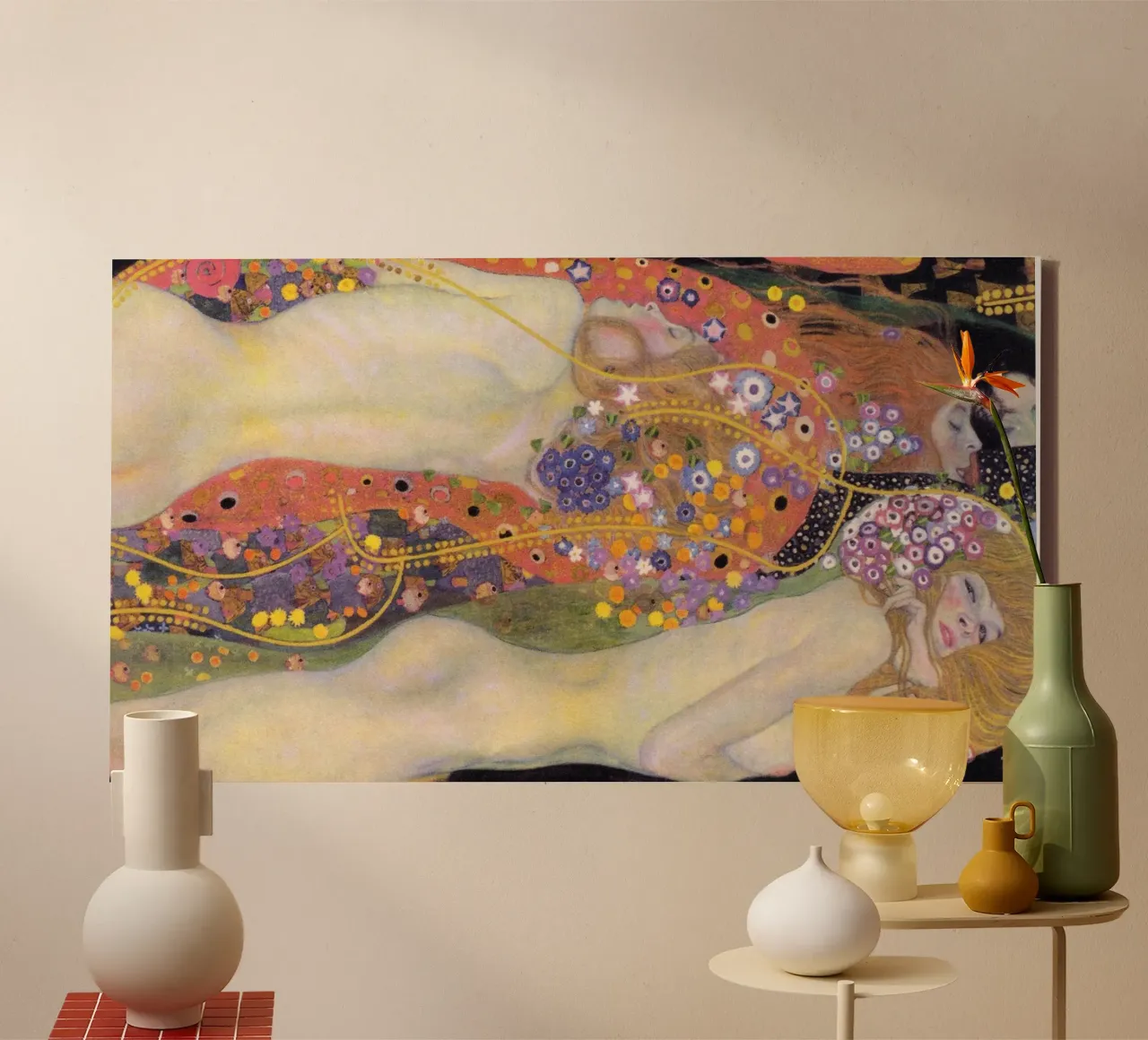 Serpenti d'acqua I e II" di Gustav Klimt tela con Cornice a cassetta da Classic Art Prints