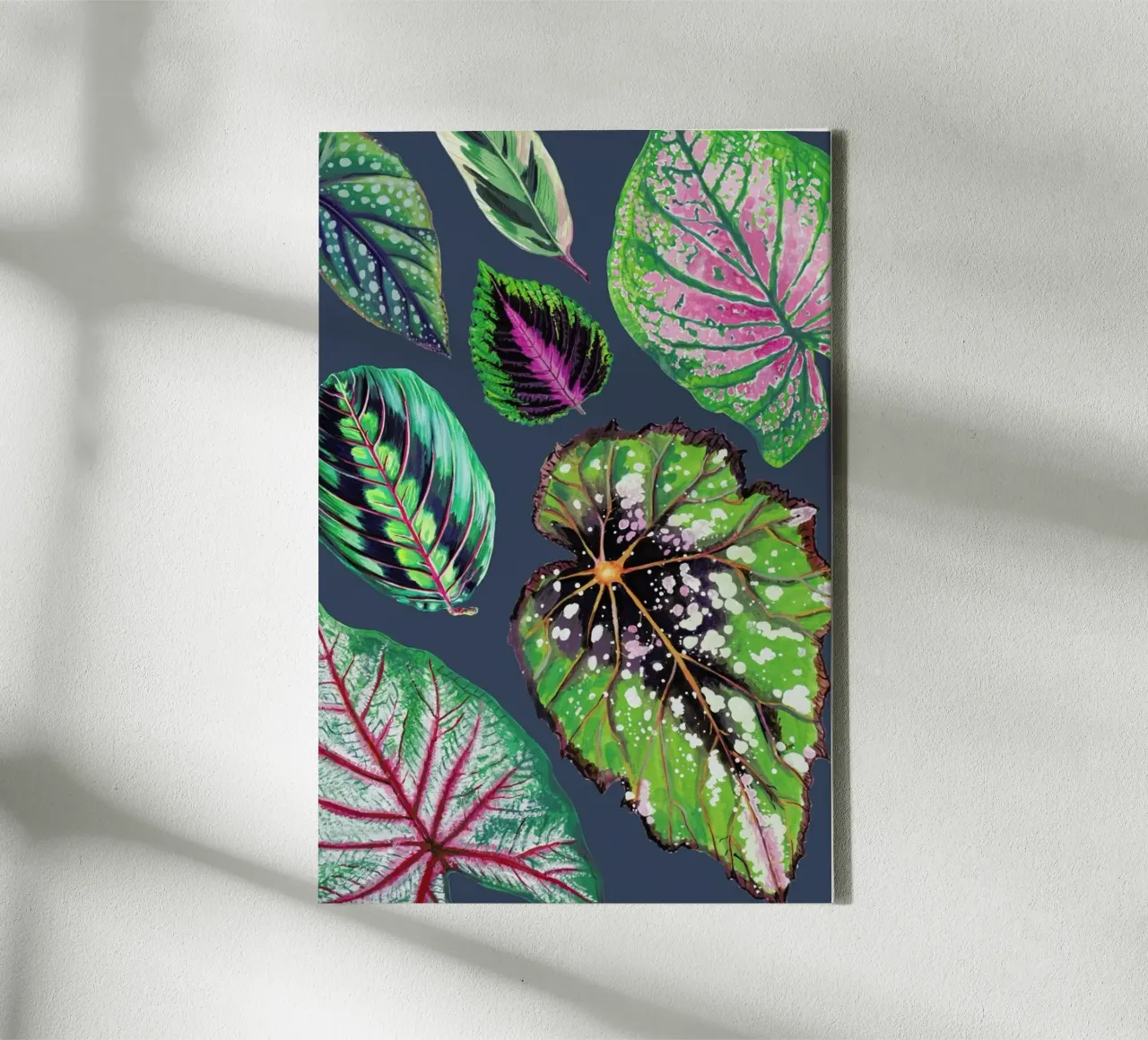 Teal Mixed Houseplants canvas met Baklijst van Rocket68