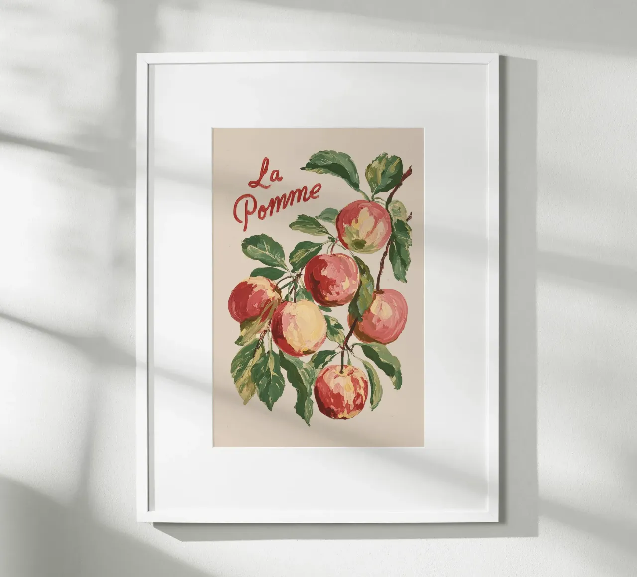Mela francese d'epoca "La Pomme poster con telaio in plastica da Melloi Art Print