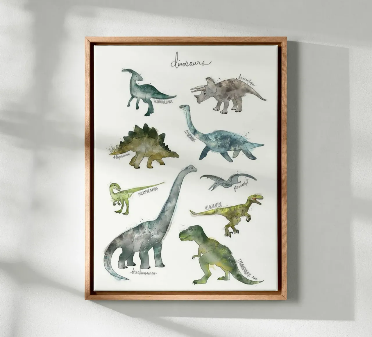 alcune immagini di dinosauri di Amy Hamilton tela con Cornice a cassetta da kbm store