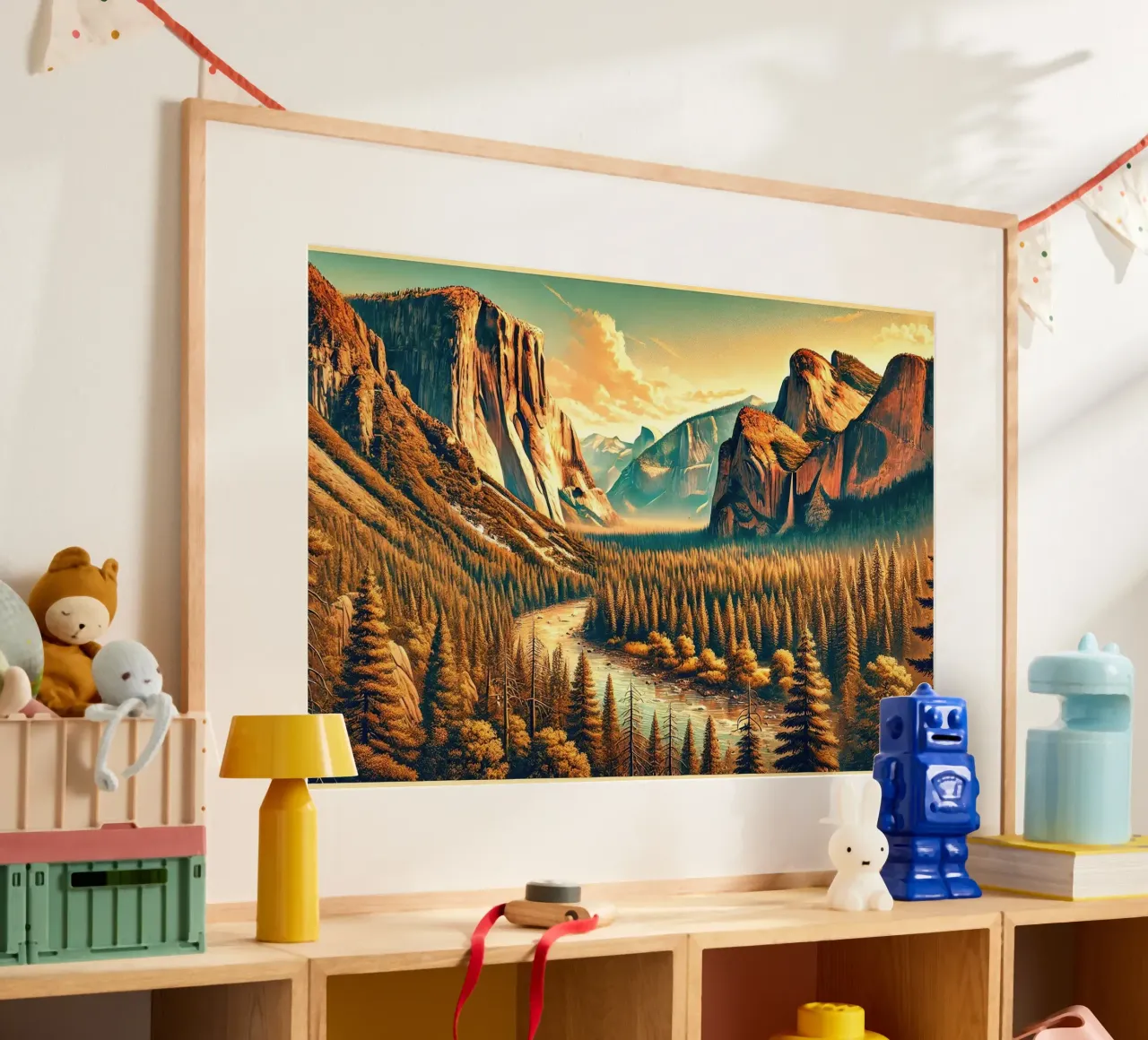 Poster d'epoca sullo Yosemite, USA poster con telaio in plastica da Chromatic Fusion Studio