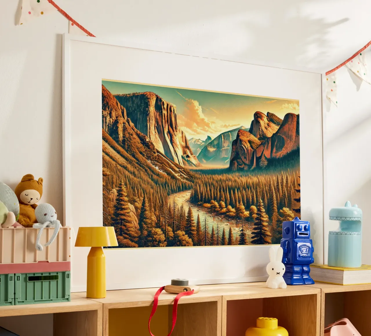 Poster d'epoca sullo Yosemite, USA poster con telaio in plastica da Chromatic Fusion Studio