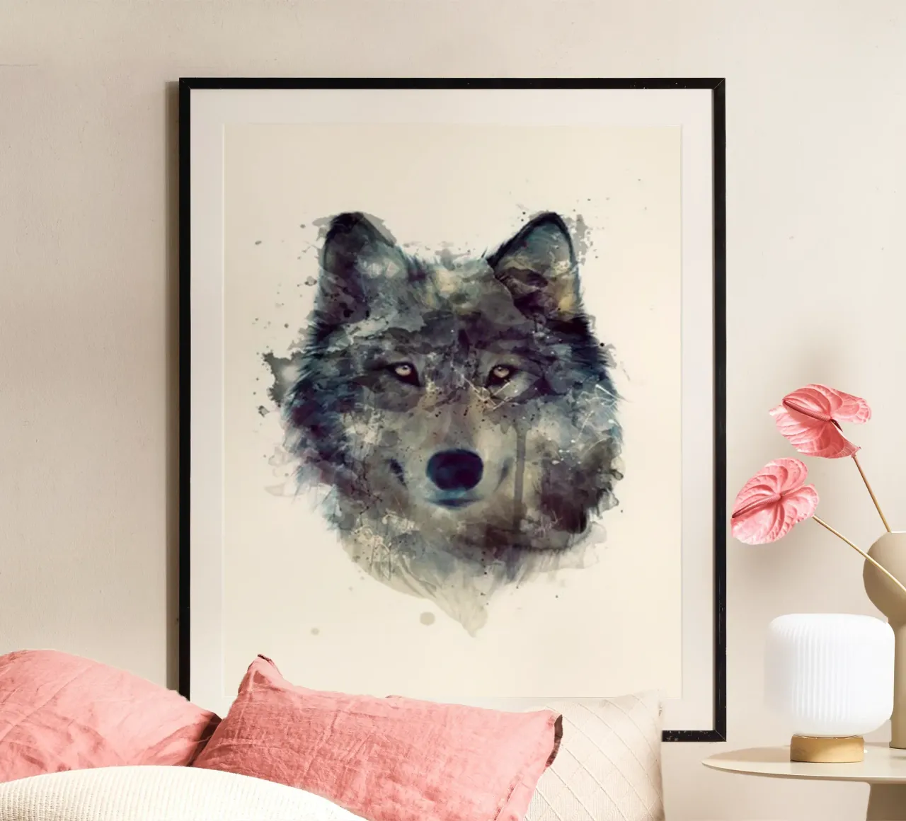 amy hamilton predatore faccia da lupo poster con telaio in alluminio da kbm store