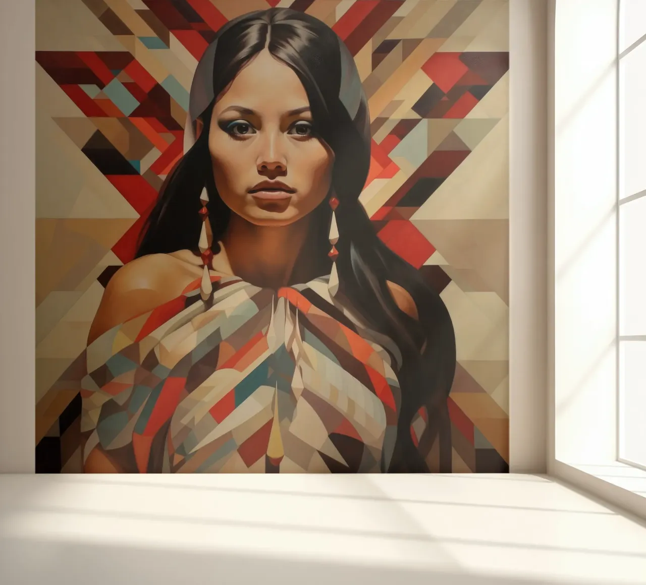 Mujer chilena geométrica papel para pared de Artful Muse