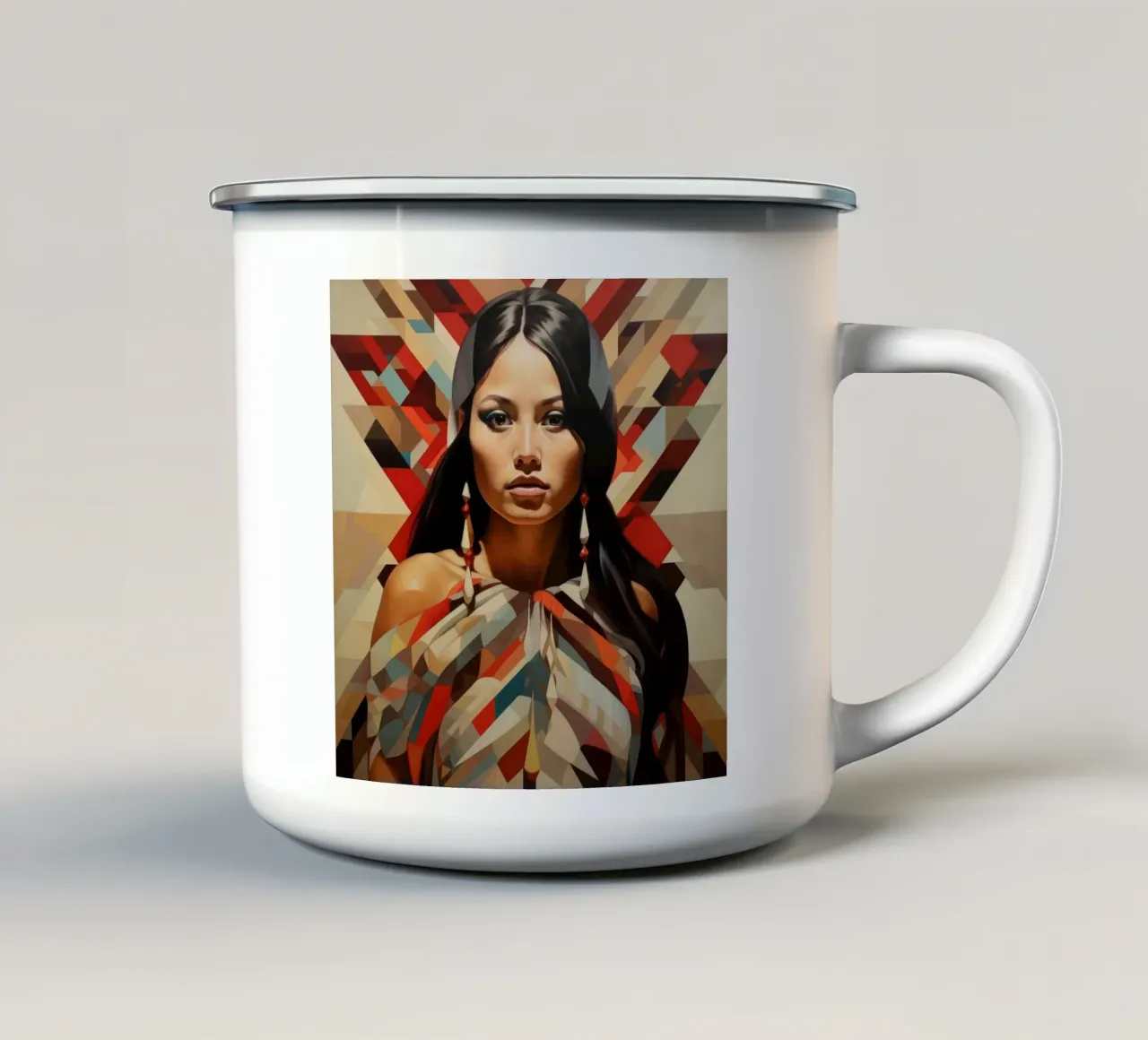 Donna cilena geometrica tazza in smalto da Artful Muse