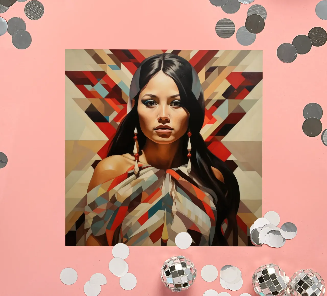 Mujer chilena geométrica pegatina de Artful Muse