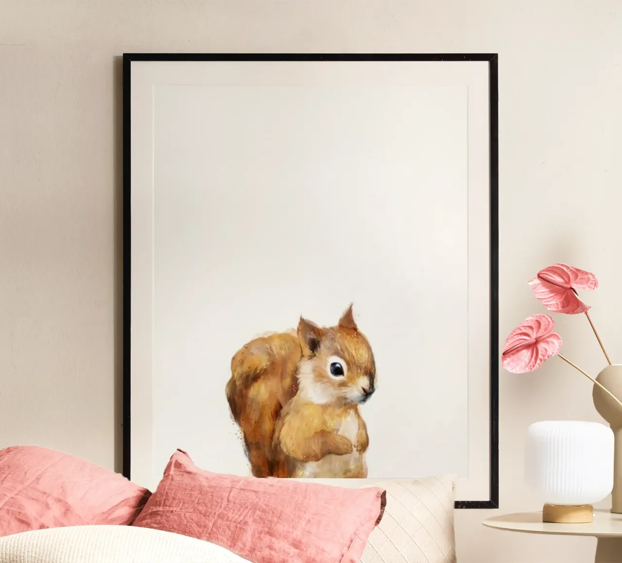 pittura della fauna selvatica scoiattolo amy hamilton poster con telaio in alluminio da kbm store
