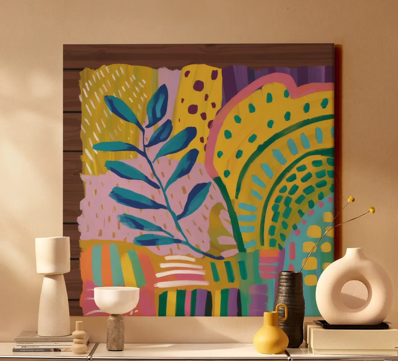Zachte Echo Botanica canvas met Baklijst van Zep Layers