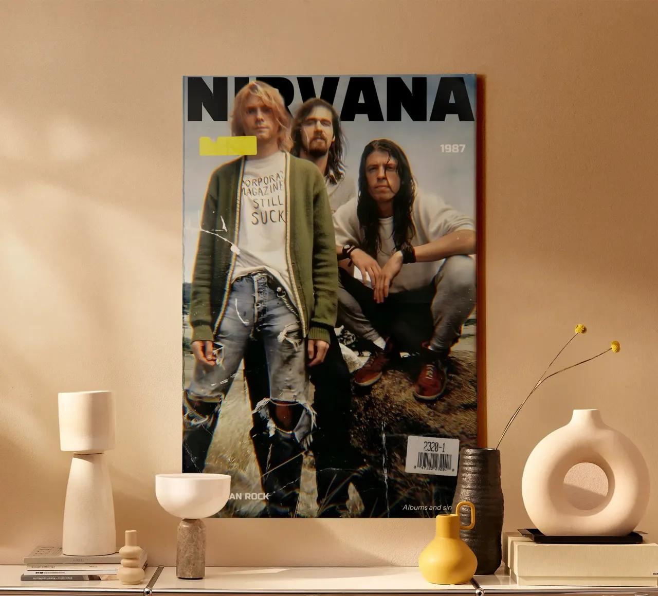 NIRVANA 90s tela con Cornice a cassetta da Low poly art