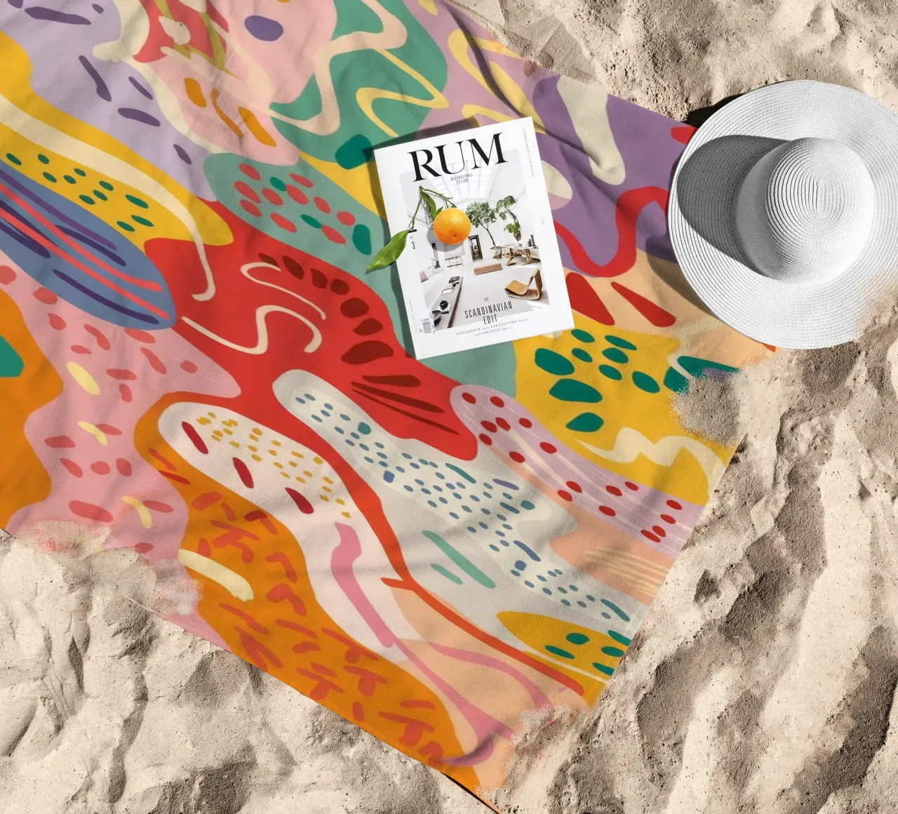 Vibrant Flora Abstraction beach towel by Zep Layers